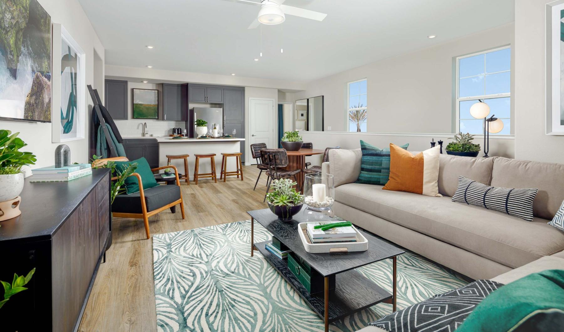 a living room with a couch and a coffee table